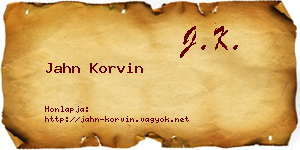 Jahn Korvin névjegykártya